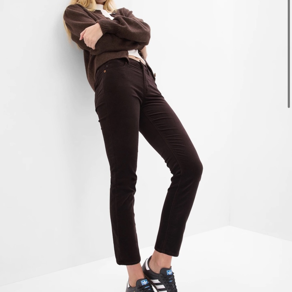 Mid Rise Velvet Vintage Slim Jeans with Washwell Brown 31 S
